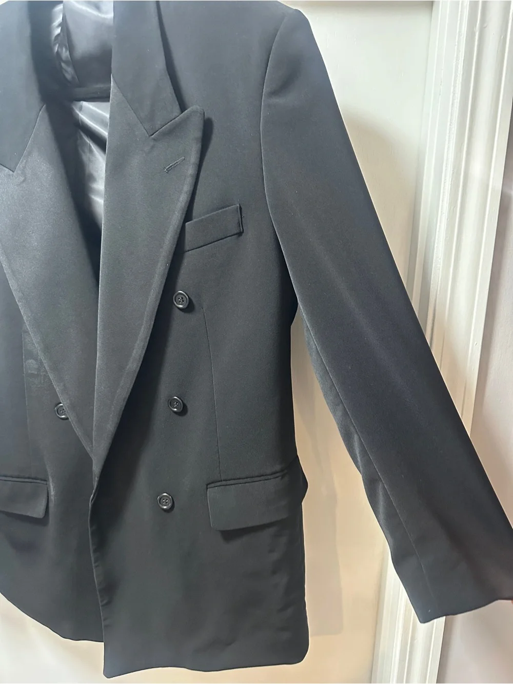 2 Men’s Black Suit Jackets 40L & 38R Repair Lot Midtown Man Marc Tulio Stretch